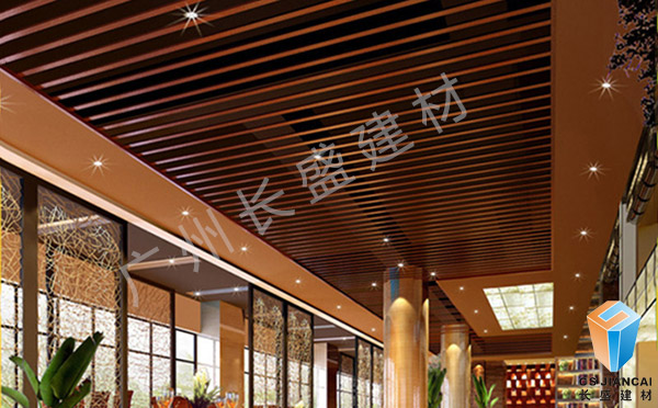 木纹铝方通吊顶通道应用实拍