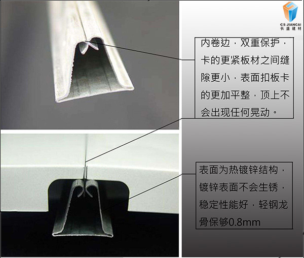 冲孔铝扣板内卷边安装图